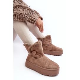 Botas femininas de neve com plataforma e pele, Bege Vikas 2