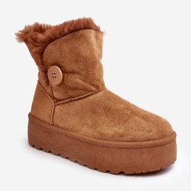 Botas femininas de neve com plataforma e pele de camelo Vikas marrom 1