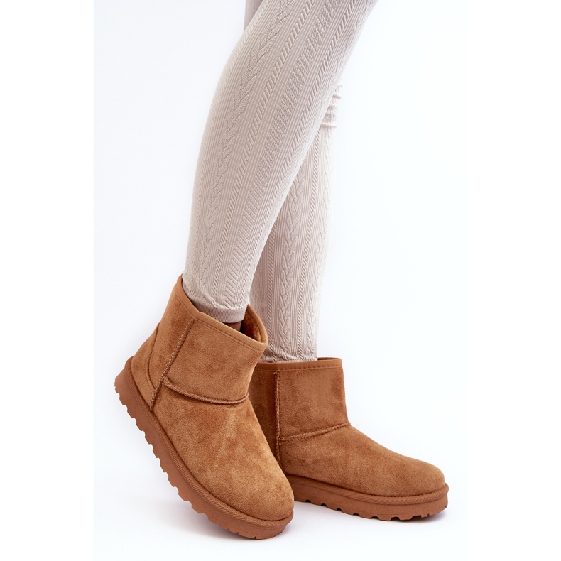 Botas femininas de neve com isolamento de camurça Camel Nanga castanho 2