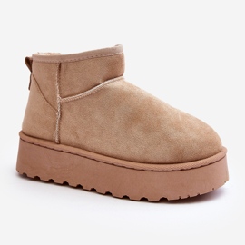 Botas femininas de neve com plataforma e forro de pele, Bege Xamella 2