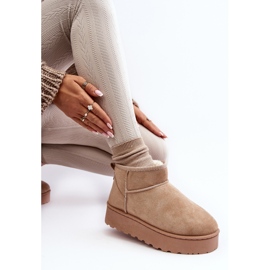 Botas femininas de neve com plataforma e forro de pele, Bege Xamella 1
