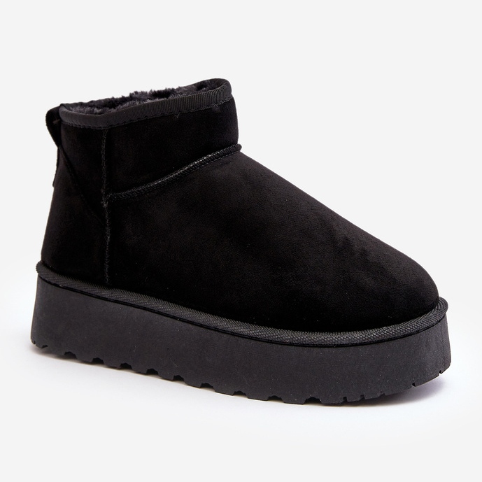 Botas femininas de neve com plataforma e forro de pele, Xamella preta preto 2