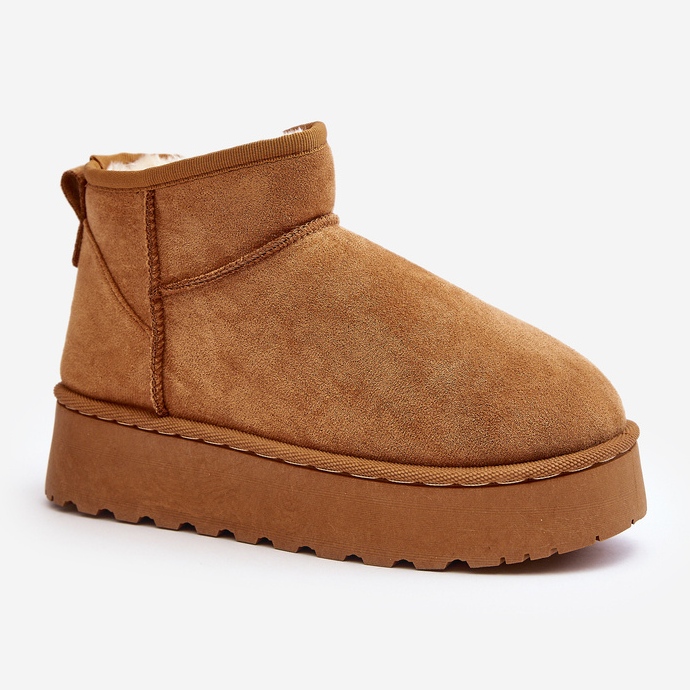 Botas femininas de neve com plataforma isoladas com pele de camelo Xamella castanho 2