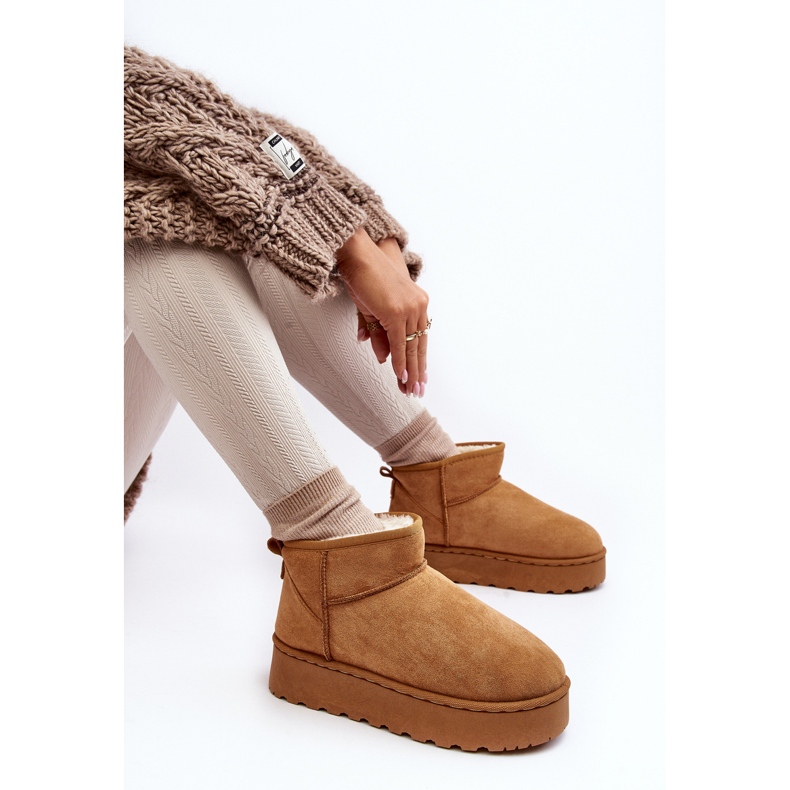 Botas femininas de neve com plataforma isoladas com pele de camelo Xamella marrom 1