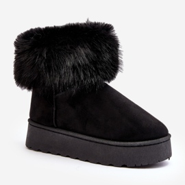 Botas femininas de neve com plataforma e pele preta Mancy preto 1