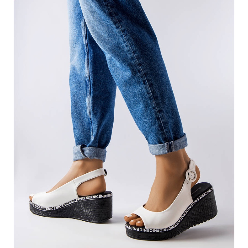 Sandálias de cunha branca Elda branco 1