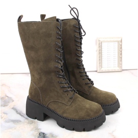 Botas curtas femininas de couro, cáqui com isolamento T.Sokolski Gs Z23-197 verde 1