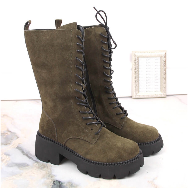 Botas curtas femininas de couro, cáqui com isolamento T.Sokolski Gs Z23-197 verde 1