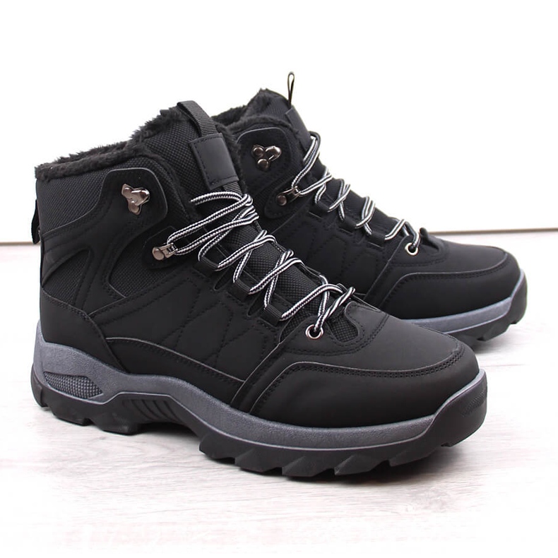 Botas altas de inverno com isolamento masculino, pretas preto 1