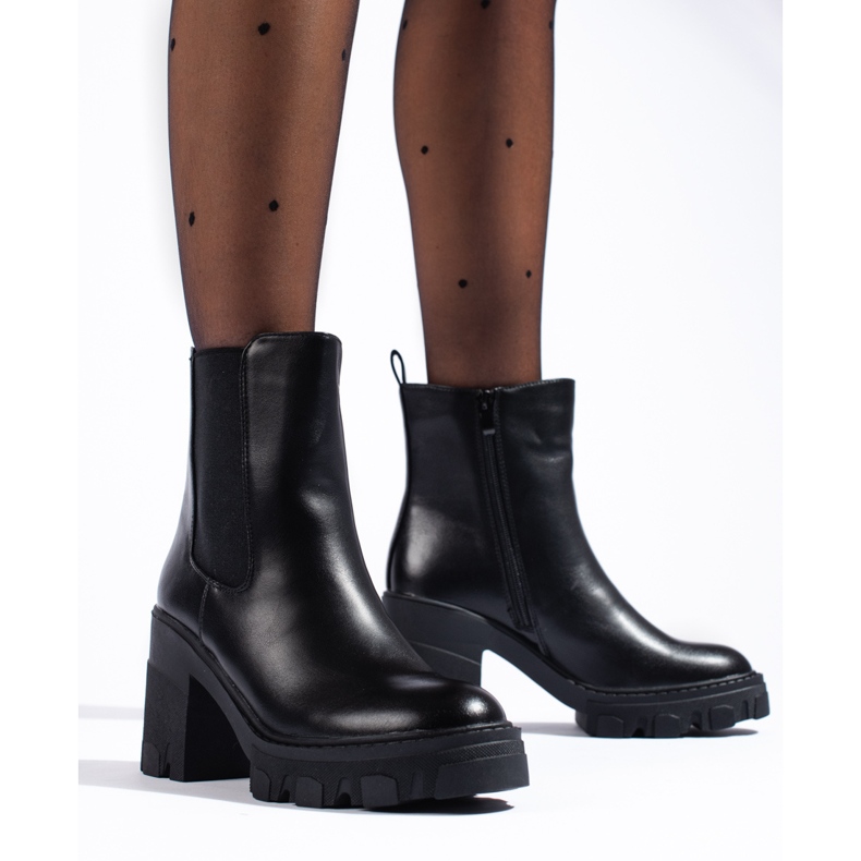 SHELOVET Botas Chelsea pretas femininas preto 1