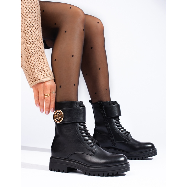 SHELOVET Sacolas femininas pretas com fivela preto 1