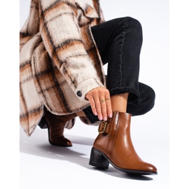 Botins elegantes de salto alto Shelovet castanhos marrom 1