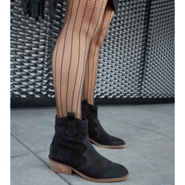 Botins Karino de couro preto com salto baixo 2