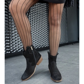 Botins Karino de couro preto com salto baixo 1