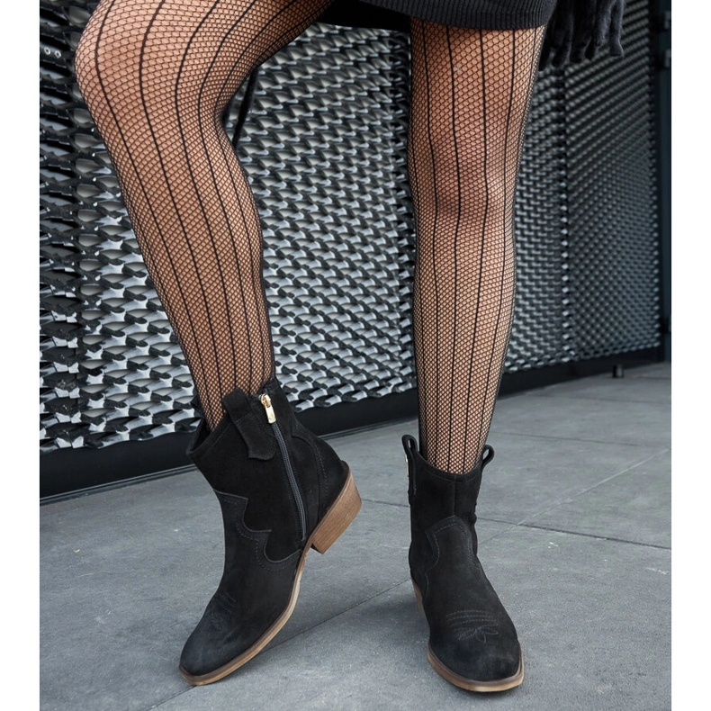 Botins Karino de couro preto com salto baixo 1