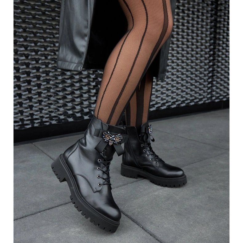 Botas com isolamento de couro preto Karino 2