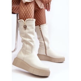 Botas femininas de lã e couro creme Bayla bege 1