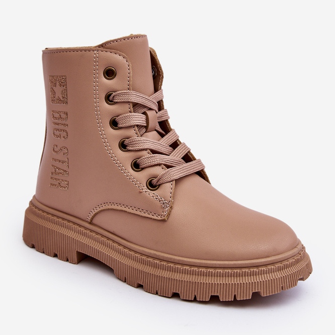 Botas quentes de couro infantil Big Star MM374154 bege 1
