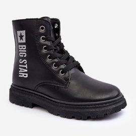 Botas quentes de couro infantil Big Star MM374152 pretas preto 1