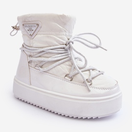 Botas de neve isoladas com cordões para crianças brancas Colina branco 1