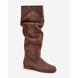 Botas femininas de camurça até o joelho Maciejka 05790-04 bege 1