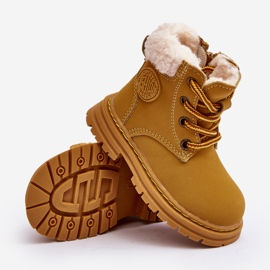 Botas infantis Trappers Camel Marialee com zíper e pele de carneiro castanho 1