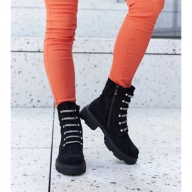 Botins pretos com strass, camurça ecológica Sfaranda 1