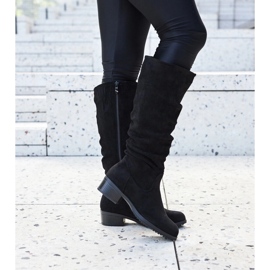 Botas pretas de camurça ecológica Angelico enrugadas preto 1