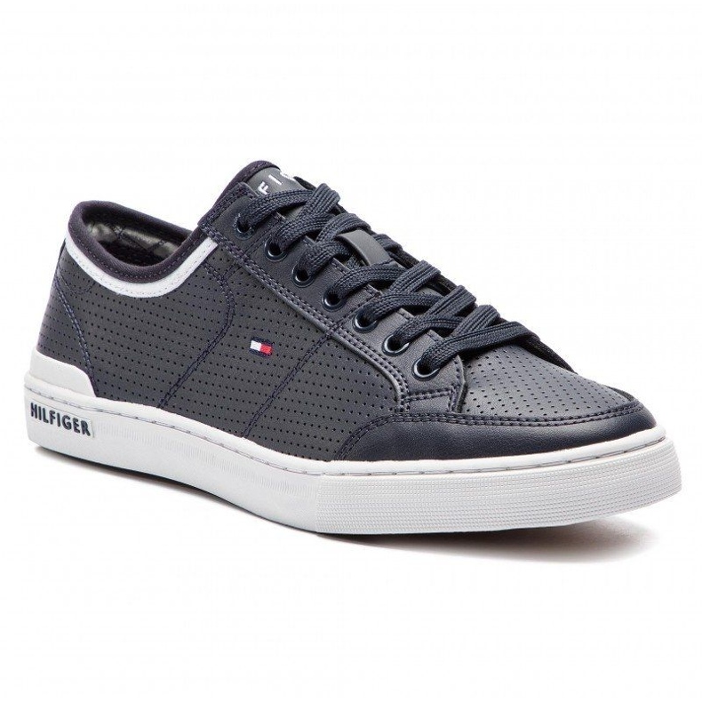 Tommy Hilfiger Core Corporate Couro Tênis M sapatos FM0FM00552-403 azul 1