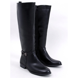 Botas femininas de flor integral Jessie Black preto 1