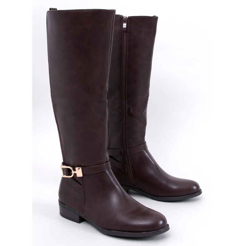 Botas femininas de flor integral Jessie Brown castanho 1