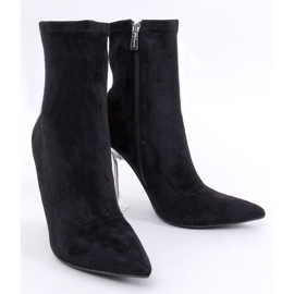 Merrisa Botins pretos com salto alto transparente 1