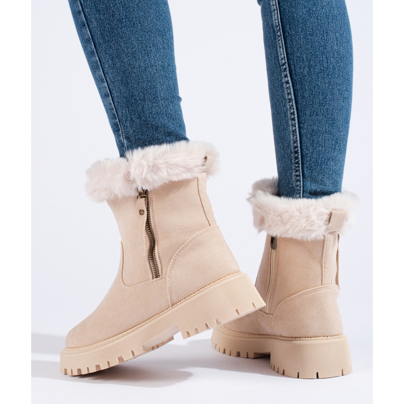 W. Potocki Botins de camurça bege com pele da Potocki 2