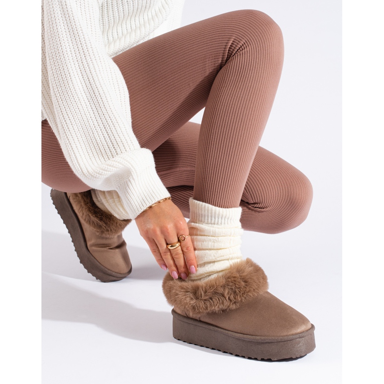 Botas femininas baixas de neve, bege escuro, Shelovet 1