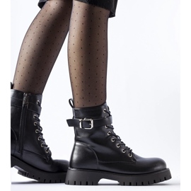 Botins pretos com isolamento e fivela Fino decorativa 1