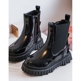 Botins infantis de couro envernizado com zíper, quentes, pretos Jolynn 1