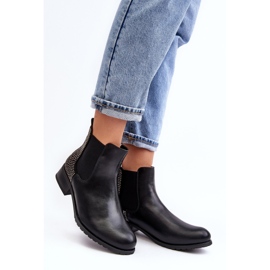 Botas Chelsea baixas femininas com decoração, Donname preto 2