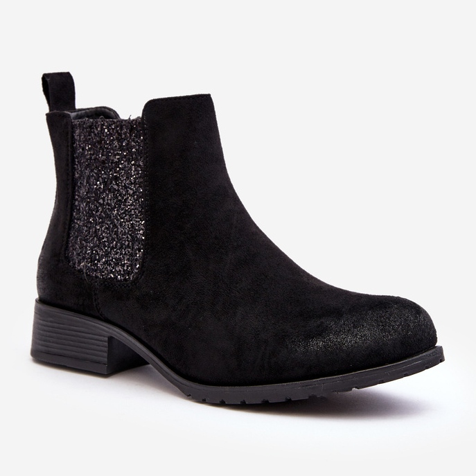Botas Chelsea femininas com salto baixo, Preto Sauamia 1