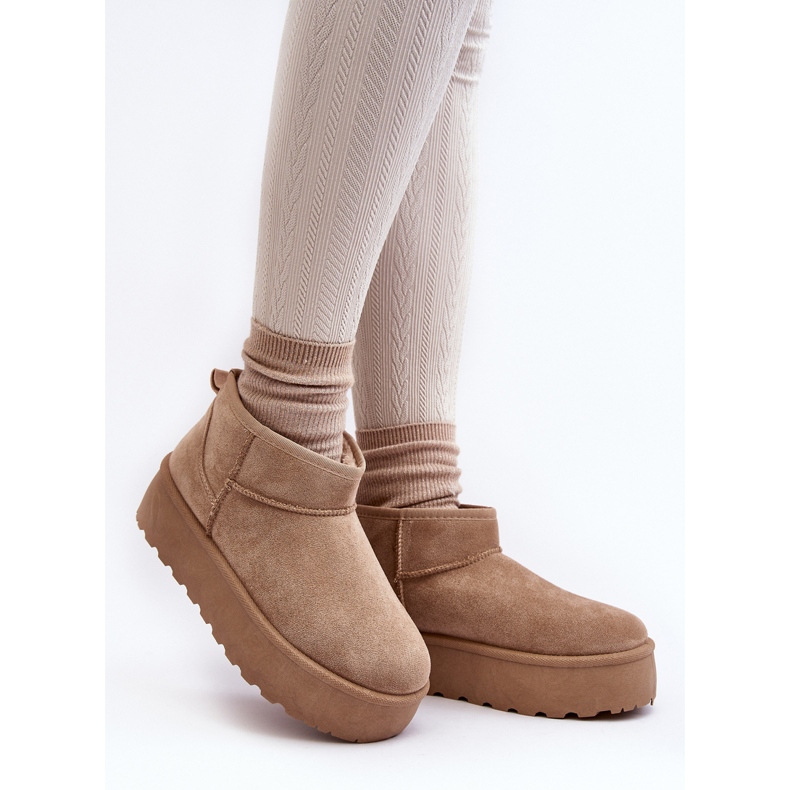 Botas de neve com plataforma feminina bege Mennja 1 Botas de neve com plataforma feminina bege Mennja 1