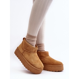 Botas femininas de neve com plataforma Camel Mennja castanho 2