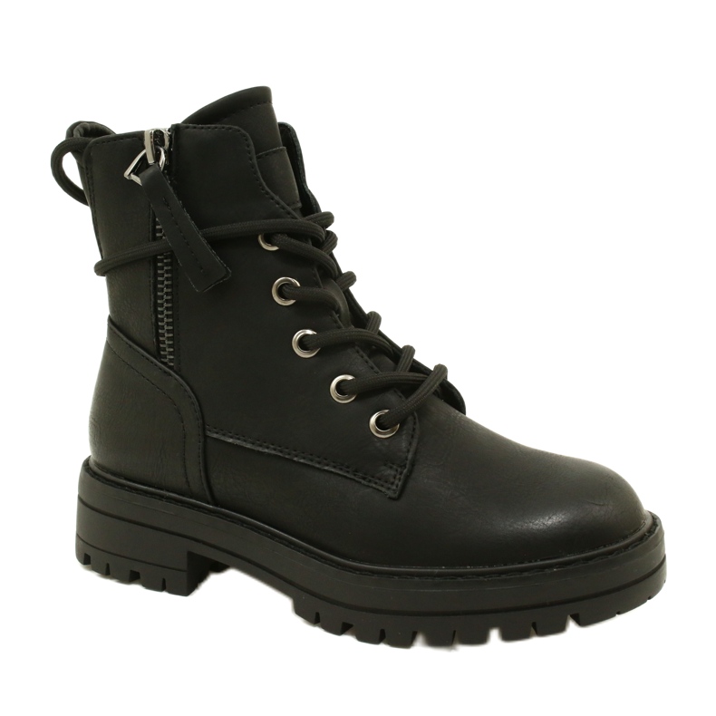 Miss 235-4226 Botas femininas isoladas com peles isoladas preto 1