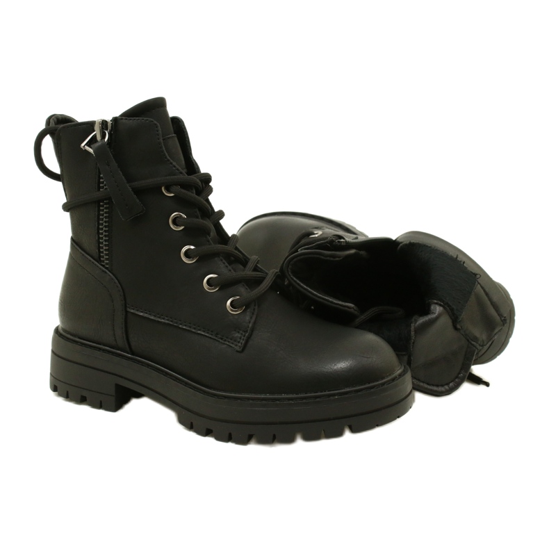Miss 235-4226 Botas femininas isoladas com peles isoladas preto 6