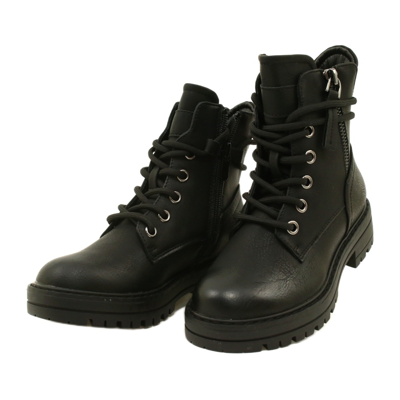 Miss 235-4226 Botas femininas isoladas com peles isoladas preto 3