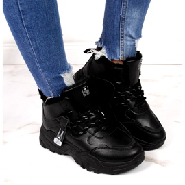 News Tênis feminino com isolamento e botas de neve pretas preto 4