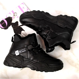 News Tênis feminino com isolamento e botas de neve pretas preto 2