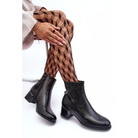 Seastar Botas de couro femininas com baixo teto com cadeia preta preto 1