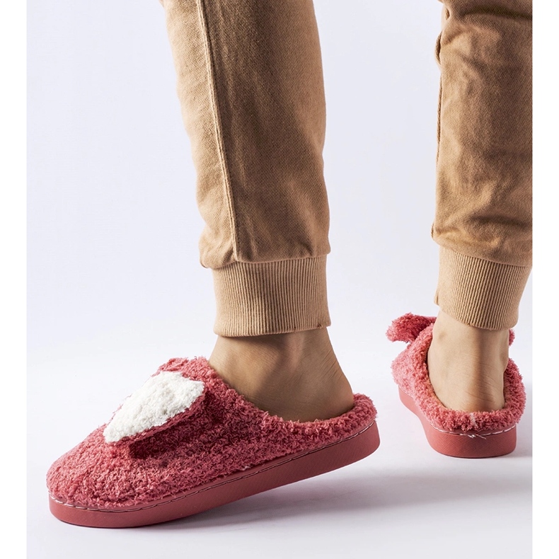 Chinelos quentes rosa escuro com laço Delfio 1