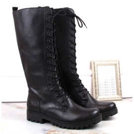 Botas femininas confortáveis ​​de couro com isolamento Rieker preto 78543-00 1