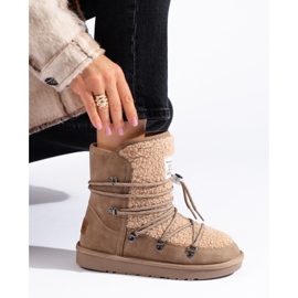 Botas de neve de mulher shelovet bege quente 1