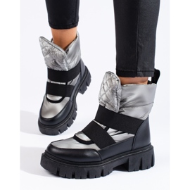 Botas de neve de mulher Shelovet prateado preto prata 1